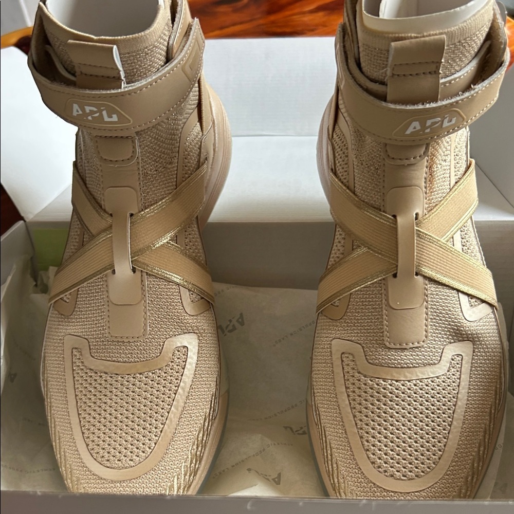 APL Super Future Champagne Uni-Sex High-Top Sneakers with Strap Design